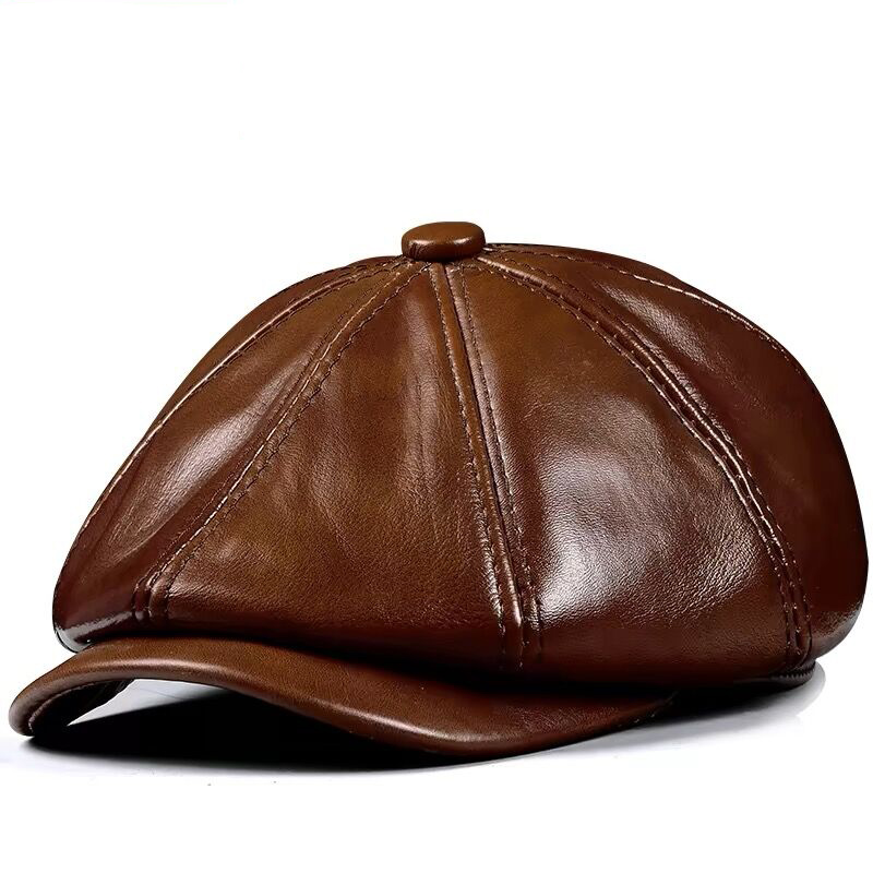 Leather Work Hat - Printemps nouveau chapeau en cuir véritable
