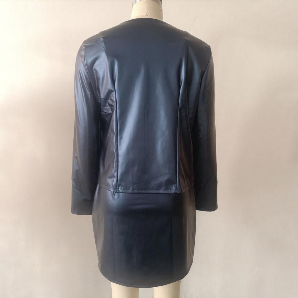 Leather Work Outfit - Ensemble jupe et blazer en similicuir