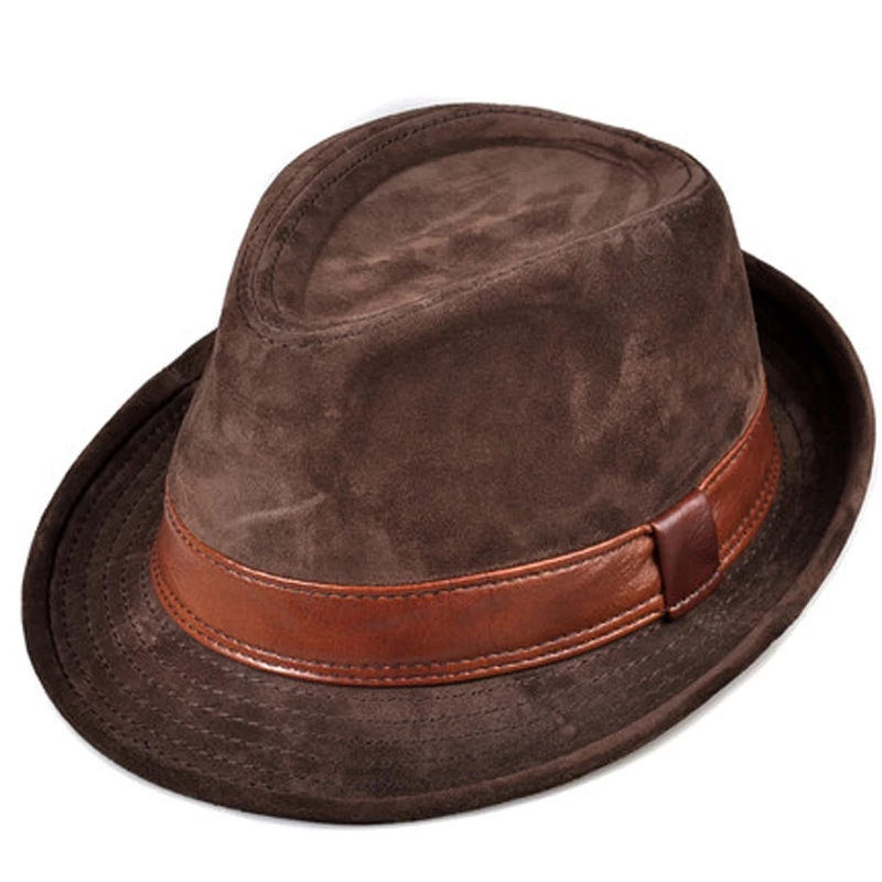 Leather Work Hat - Hommes en cuir véritable daim peau