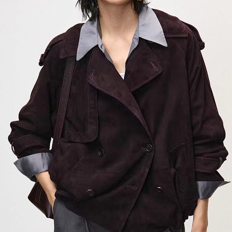 Leather Work For Kids - Veste d'automne en daim véritable pour