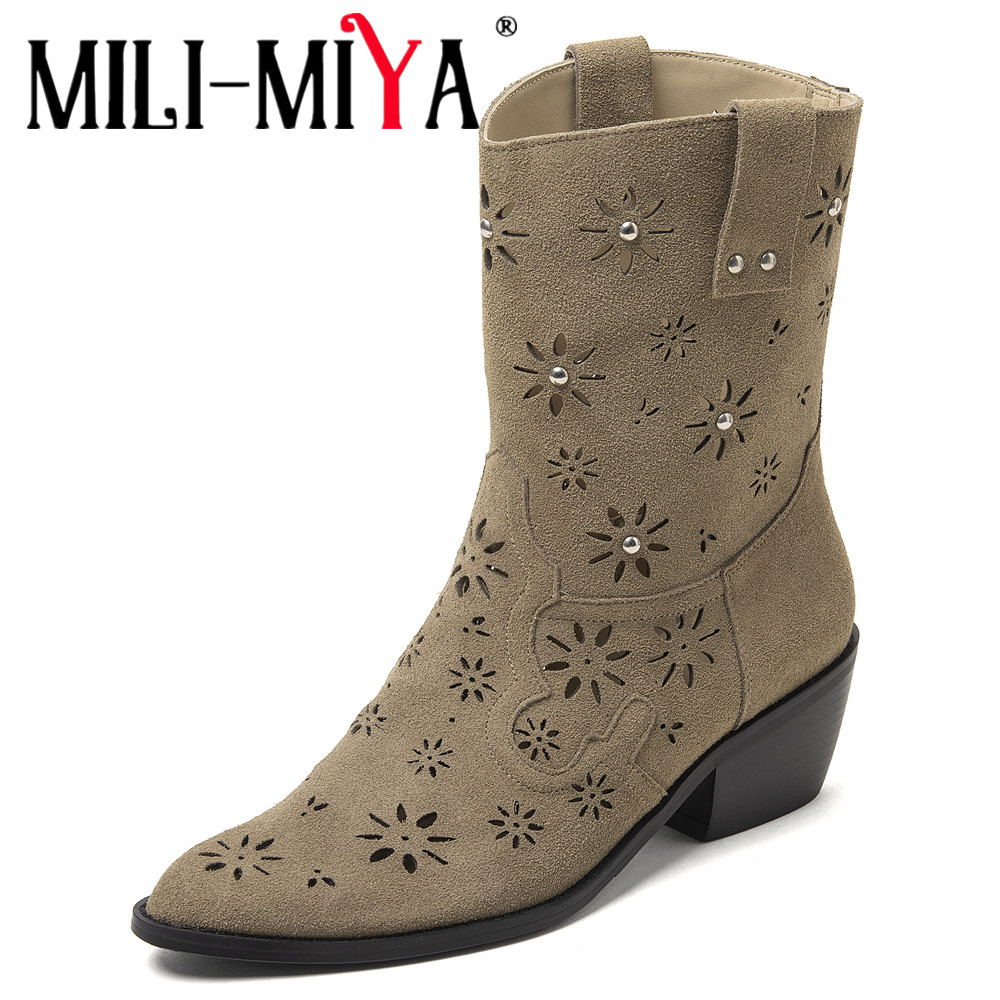Leather Work Outfit - MILI-MIYA 2026 Nouvelles Bottines Western Cowboy