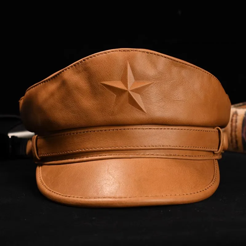Casquette militaire plate rétr - Leather Work Hat avis et prix