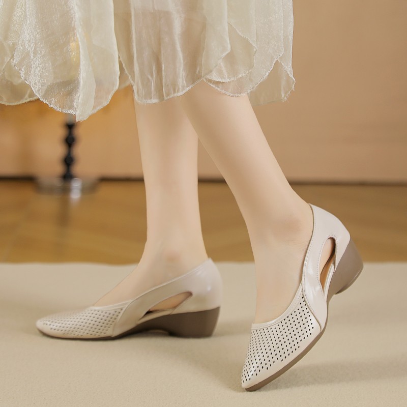 Chaussures Compensées pour Fem - Leather Work Outfit avis et prix