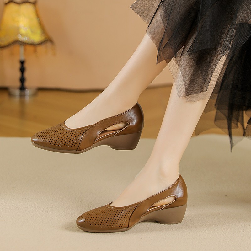 Chaussures Compensées pour Fem - Leather Work Outfit avis et prix