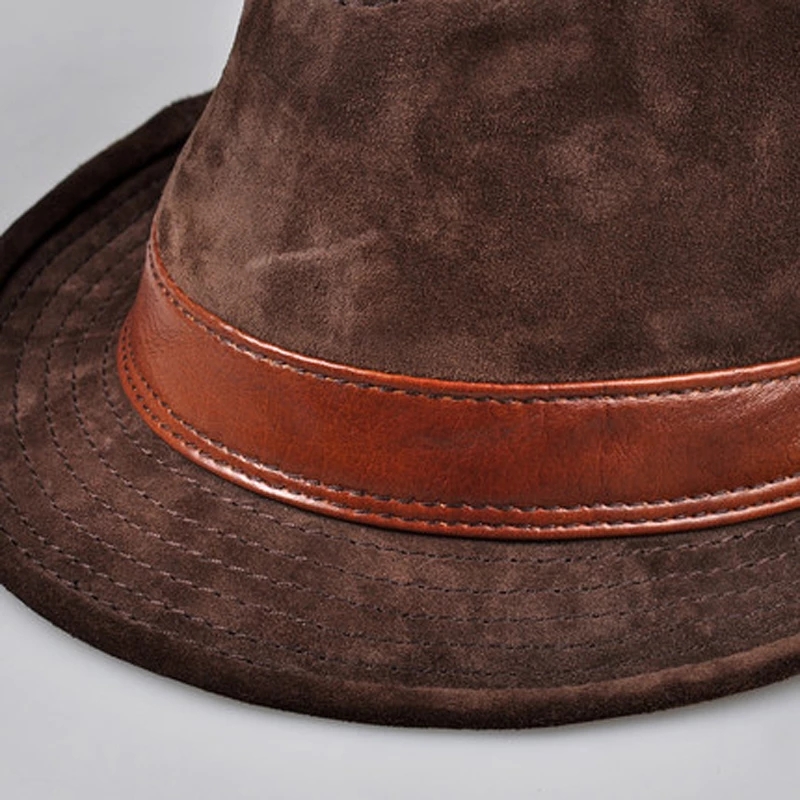 Hommes en cuir véritable daim  - Leather Work Hat avis et prix